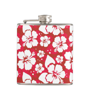 Hibiscus Flowers Pattern Hip Flask