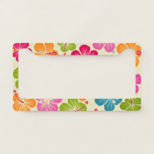 Hibiscus Flowers Pattern License Plate Frame