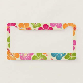 Hibiscus Flowers Pattern License Plate Frame