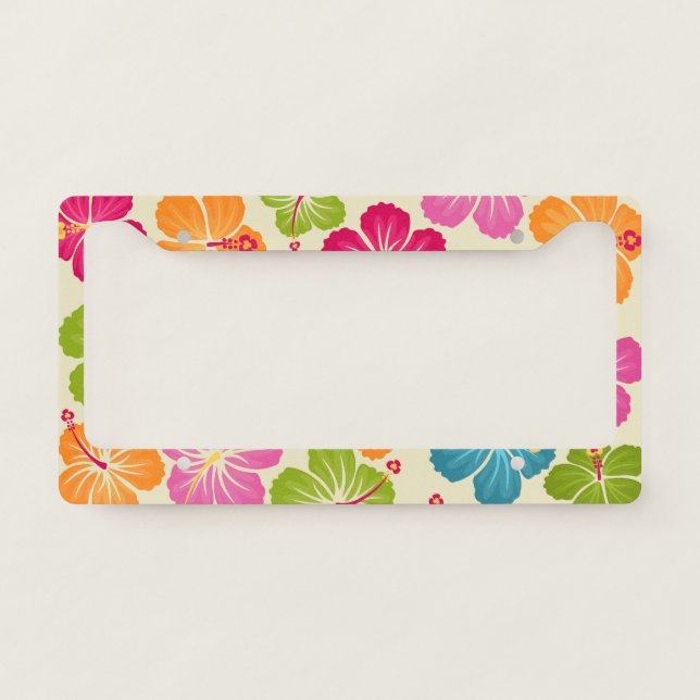 Hibiscus Flowers Pattern  License Plate Frame (Front)