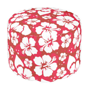 Hibiscus Flowers Pattern Pouf