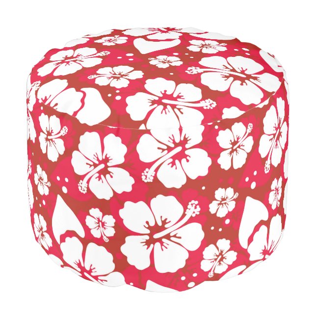 Hibiscus Flowers Pattern Pouf (Angled Front)