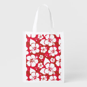 Hibiscus Flowers Pattern Reusable Grocery Bag