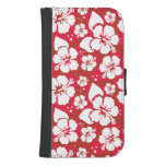 Hibiscus Flowers Pattern Wallet Phone Case For Samsung Galaxy S4