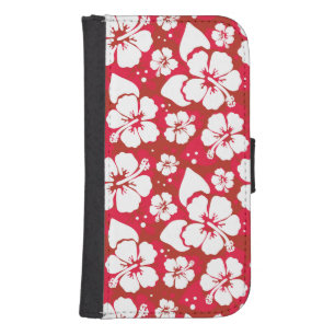 Hibiscus Flowers Pattern Wallet Phone Case For Samsung Galaxy S4