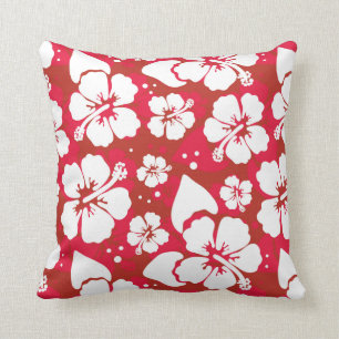 Hibiscus Flowers Pattern Throw Pillow