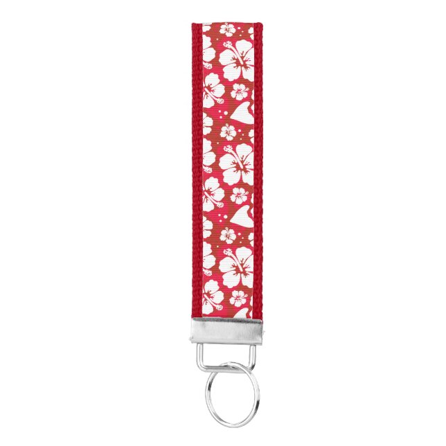 Hibiscus Flowers Pattern Wrist Keychain (Keys on Bottom)