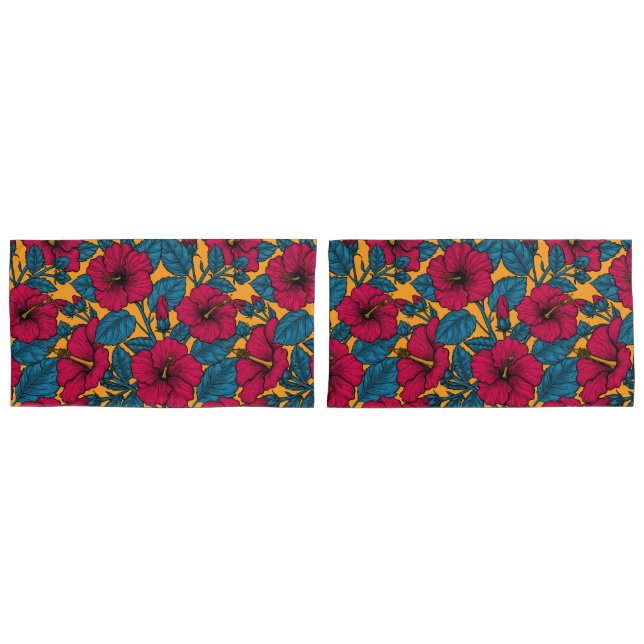 Hibiscus flowers pillow case (Front-Set)