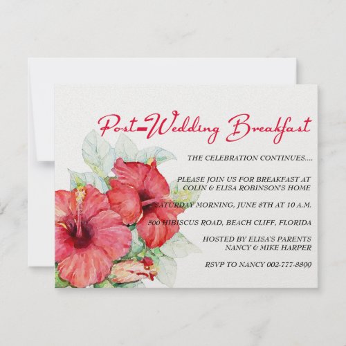 Hibiscus Flowers Post_Wedding Breakfast or Brunch Invitation