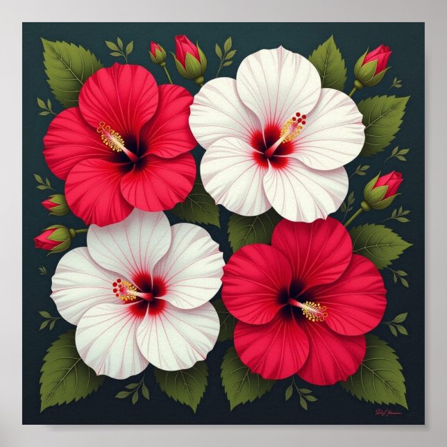 Hibiscus Flowers Poster (Front)