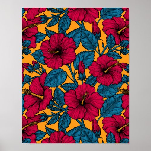 Hibiscus flowers poster