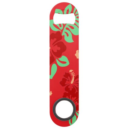 Hibiscus Flowers Red Tropical Pattern Bar Key