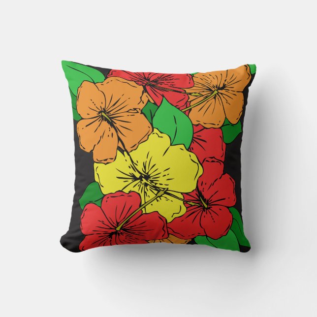 Hibiscus Flowers ROY Throw Pillow (Front)