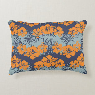 Hibiscus flowers seamless pattern,Vintage floral w Accent Pillow