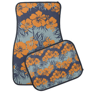 Hibiscus flowers seamless pattern,Vintage floral w Car Floor Mat