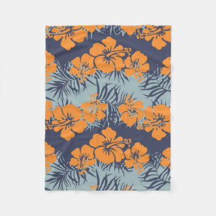 Hibiscus flowers seamless pattern,Vintage floral w Fleece Blanket