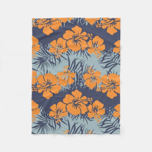 Hibiscus flowers seamless patternVintage floral w Fleece Blanket