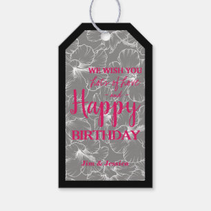 Hibiscus Flowers Sketch Black Gift Tags