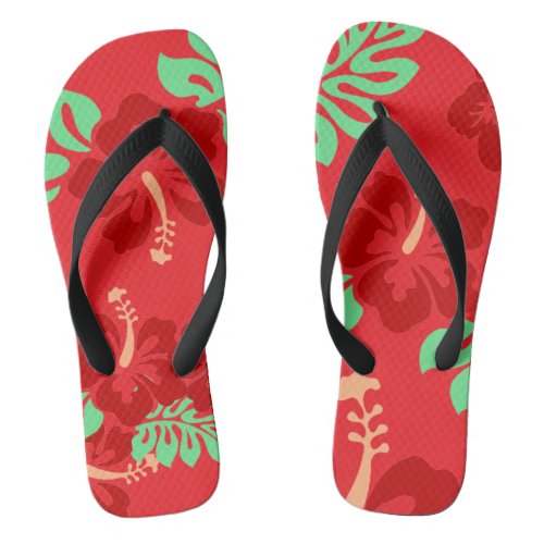 Hibiscus Flowers Ted Tropical Pattern Flip Flops