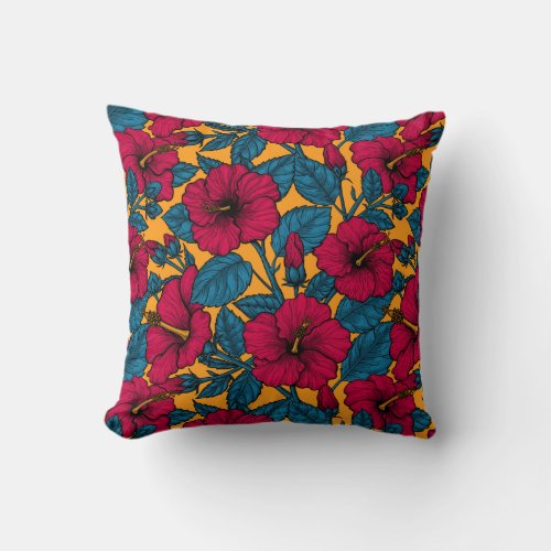 Hibiscus flowers throw pillow