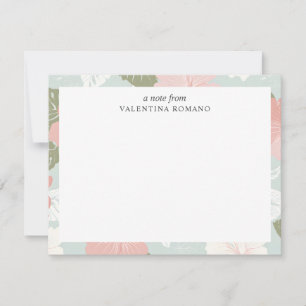 Hibiscus Flowers Tropical Botanical MONOGRAM CUTE Note Card