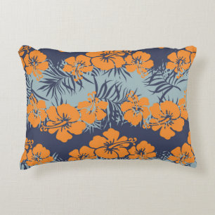 Hibiscus Flowers: Vintage Floral Wallpaper Accent Pillow