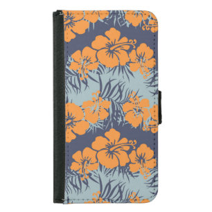 Hibiscus Flowers: Vintage Floral Wallpaper Samsung Galaxy S5 Wallet Case