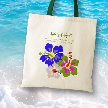 Hibiscus Flowers Wedding Welcome Tote Bag by sandpiperWedding at Zazzle