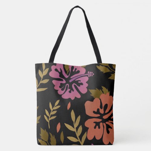 Hibiscus Flowers with Leaves Tote Bag