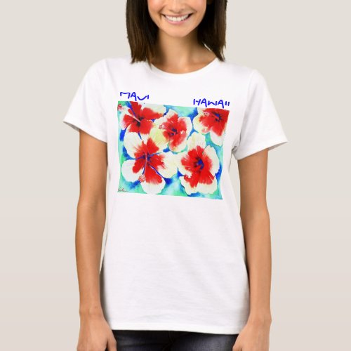 Hibiscus Flowers Womens T_shirt Maui Hawaii T_Shirt