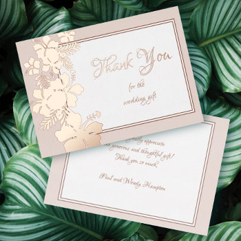 Hibiscus Foil All Occasion Elegant Thank You  Foil Invitation by sandpiperWedding at Zazzle