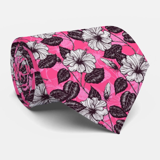 Hibiscus garden 2 neck tie (Rolled)