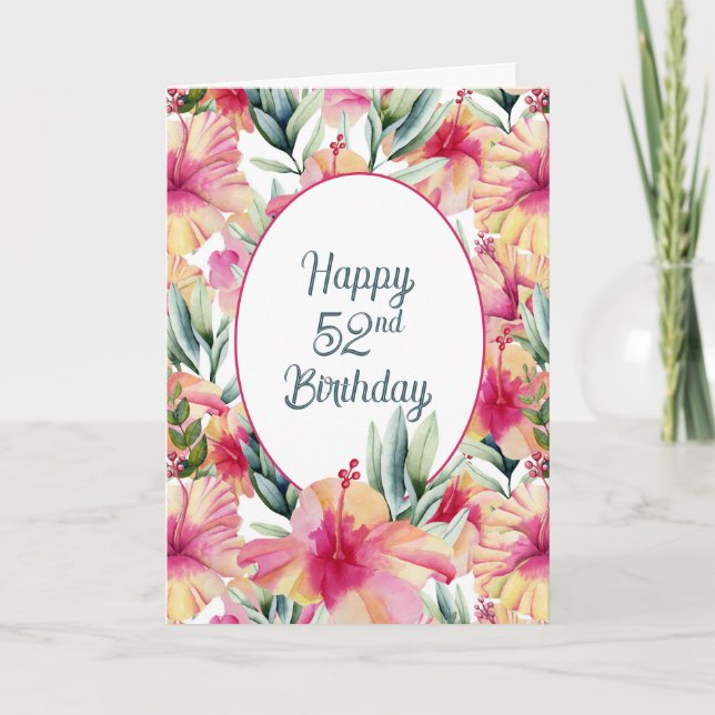 Hibiscus Garden for 52nd Birthday Card (Front)