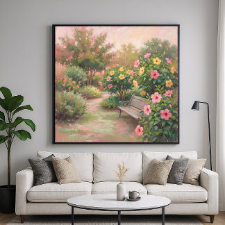 Hibiscus Garden - Pastel Painting Style Poster