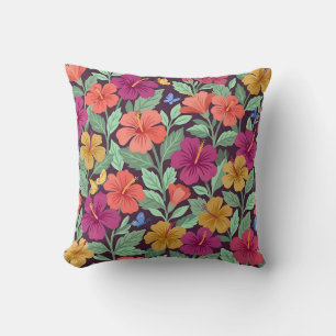 Hibiscus Garden Throw Pillow