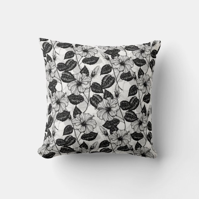 Hibiscus garden throw pillow (Front)