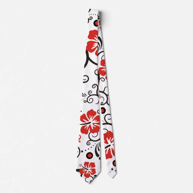 Hibiscus Gecko Decor Pattern + your ideas Neck Tie (Front)