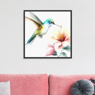 Hibiscus Harmony with Hummingbird Canvas Print