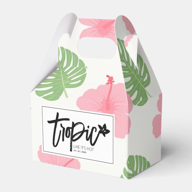Hibiscus hawaiian aloha print favor boxes (Front Side)
