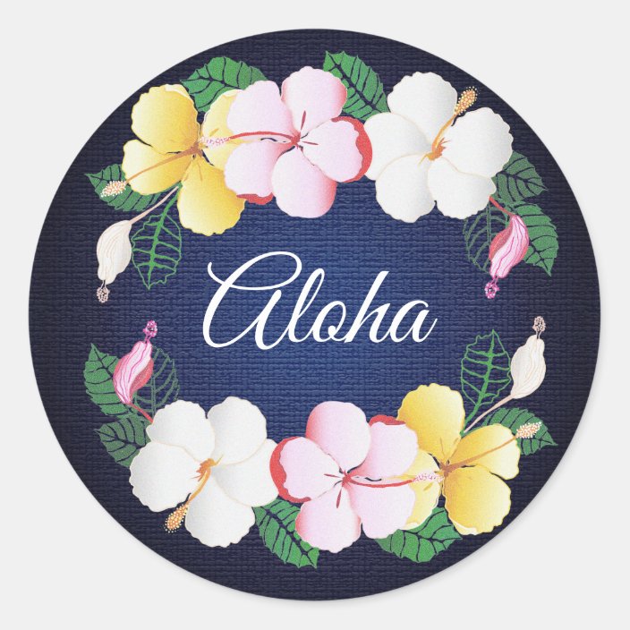 Hibiscus Hawaiian Tropical Floral Classic Round Sticker | Zazzle.com