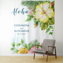 Hibiscus Hawaiian Tropical Floral Wedding Backdrop
