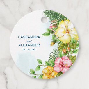 Hibiscus Hawaiian Tropical Floral Wedding Favor Tags