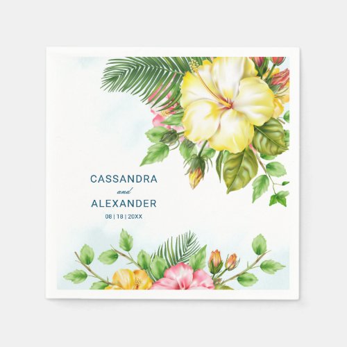 Hibiscus Hawaiian Tropical Floral Wedding Napkins