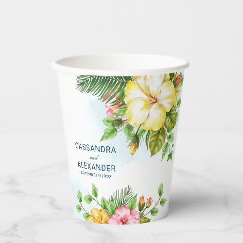 Hibiscus Hawaiian Tropical Floral Wedding Paper Cups