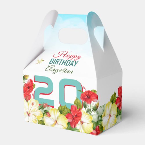 Hibiscus Hawiian Tropical  Personalize Birthday Favor Boxes