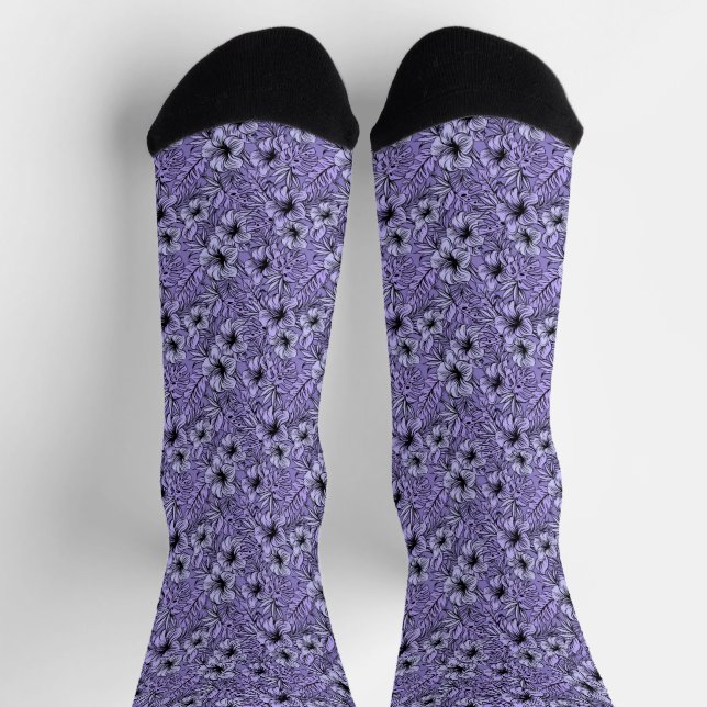 Hibiscus in Purple Pattern  N Socks (Top)