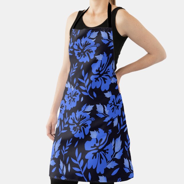 Hibiscus Island Flower blue All-Over Print Apron (Insitu)