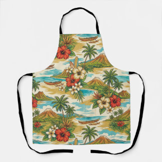 Hibiscus Island Hawaiian Scenic - Brights Apron