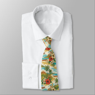 Hibiscus Island Hawaiian Scenic - Brights Neck Tie