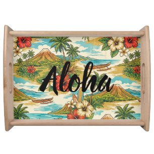 Hibiscus Island Hawaiian Scenic -Brights Serving Tray